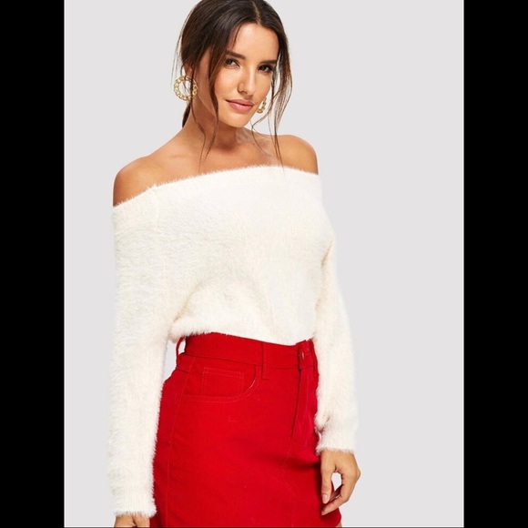 Sweaters - LUCIA Off Shoulder Fuzzy Sweater